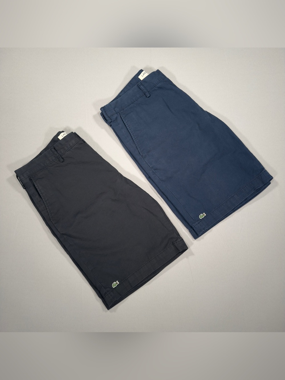 Lacoste Classic Fit Chino Shorts Mens 33 Lot of 2 Black Navy Blue Cotton FH0561